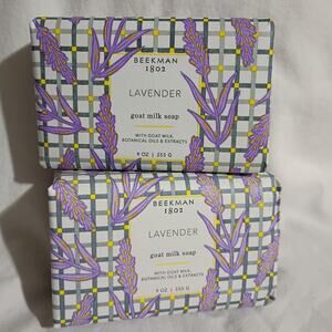 SET OF TWO- Beekman 1802 Lavender 9oz Goat Milk Soap NEW Made in the USA